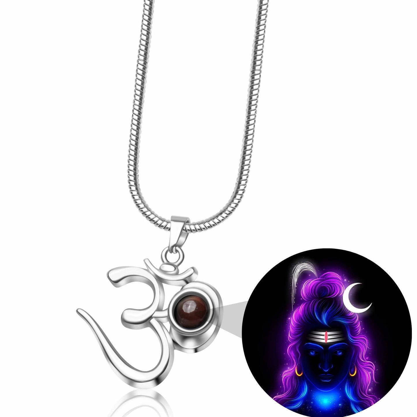 Shiva OM Pendant with Glowing Shiva Photo Inside