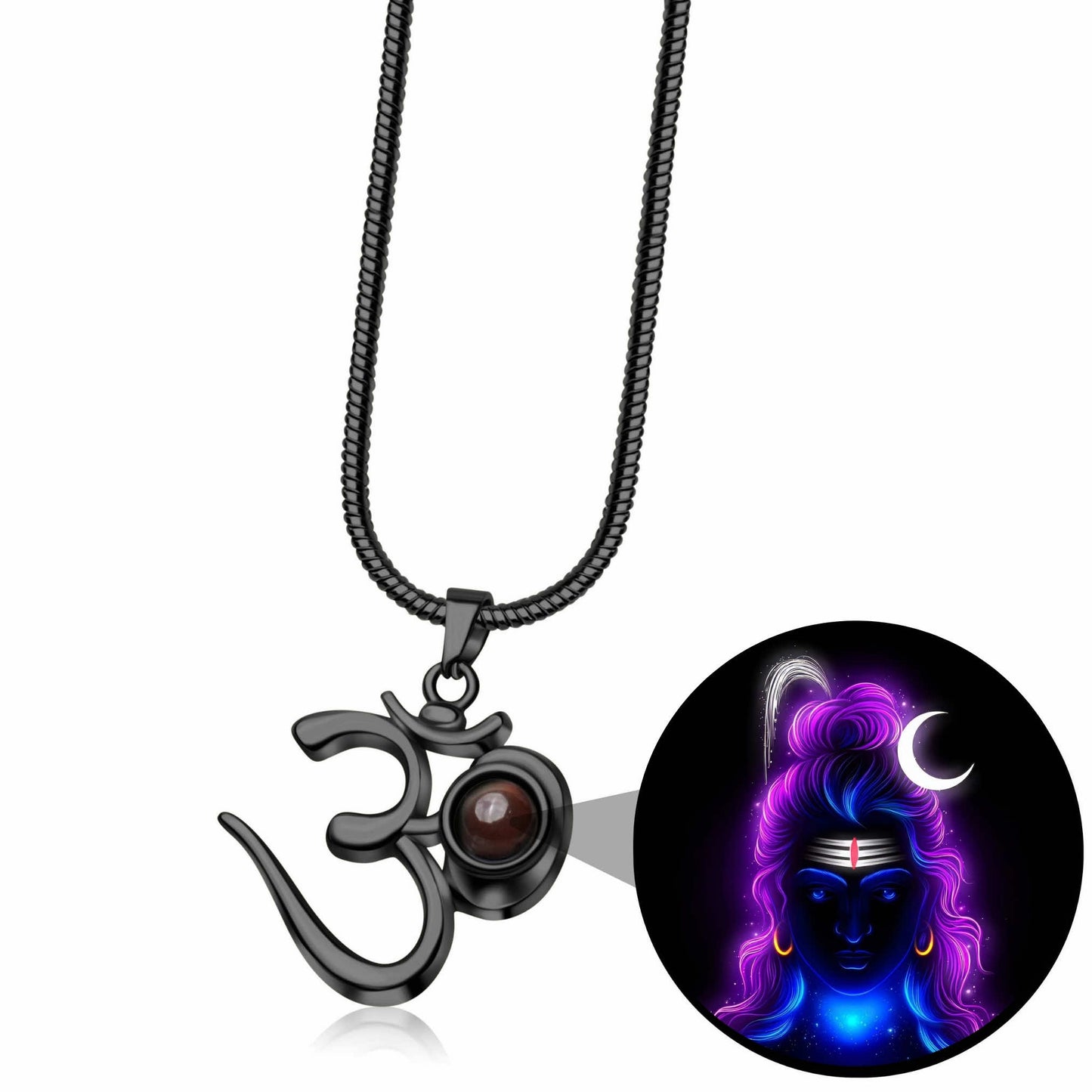 Shiva OM Pendant with Glowing Shiva Photo Inside