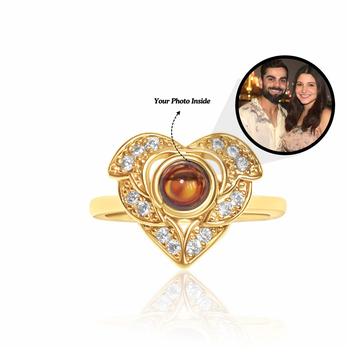 Diamond Heart Photo Projection Ring