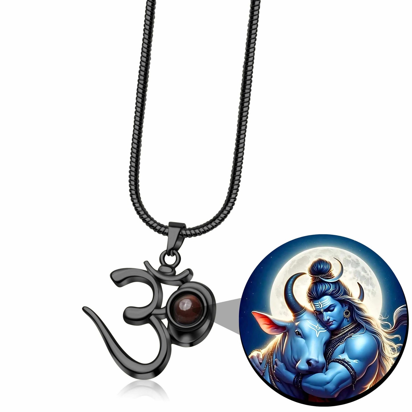 Shiva OM Pendant with Shiva & Nandi Photo Inside