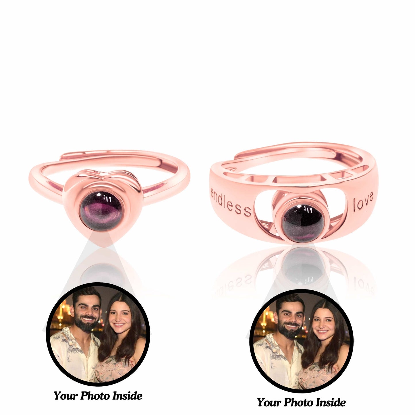 Couple Endless Love Custom Photo Projection Ring