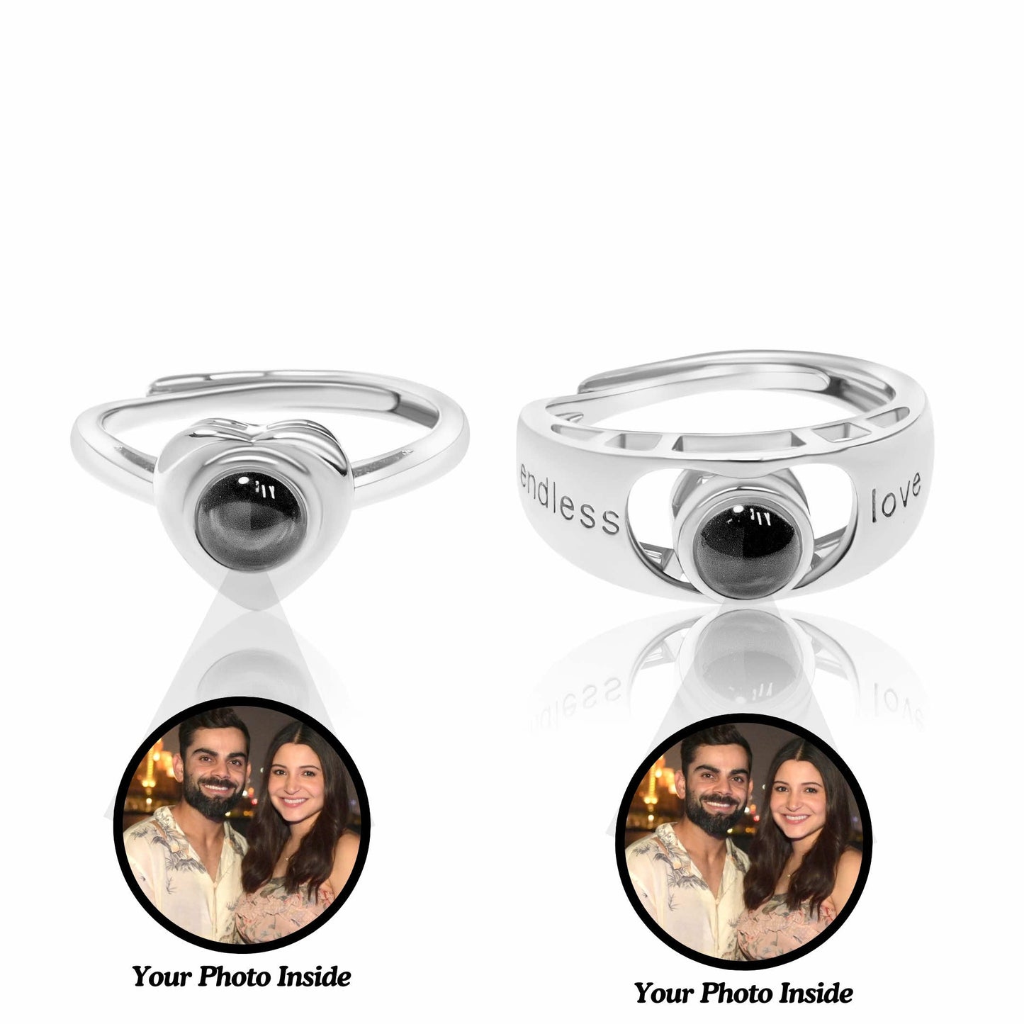 Couple Endless Love Custom Photo Projection Ring