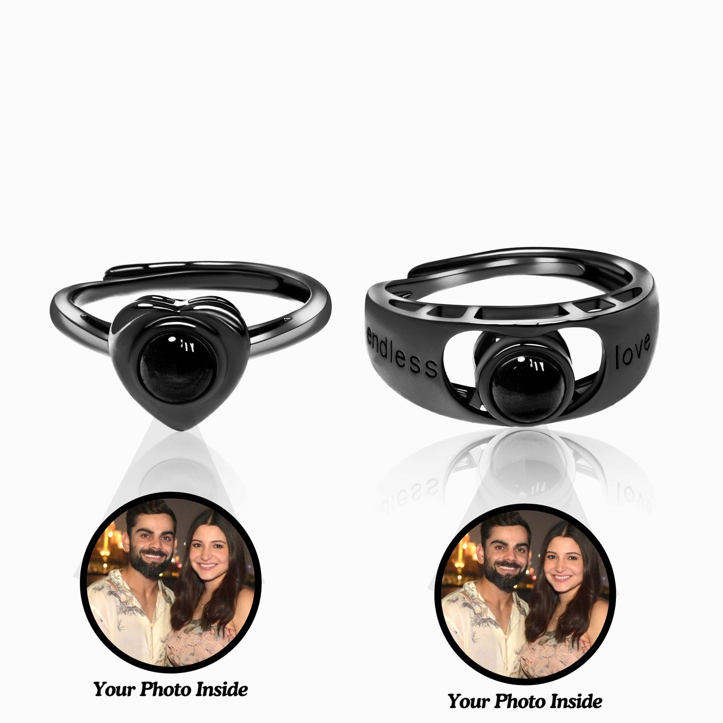 Couple Endless Love Custom Photo Projection Ring