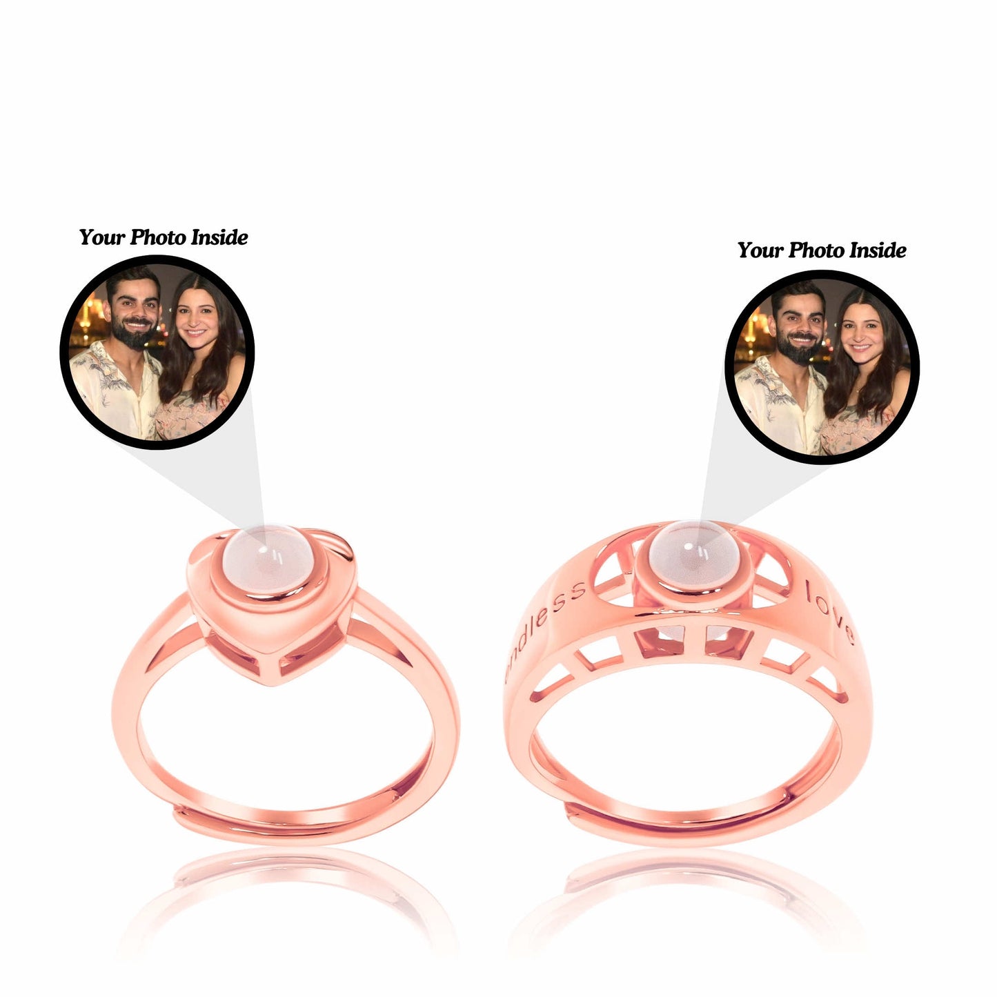 Couple Endless Love Custom Photo Projection Ring