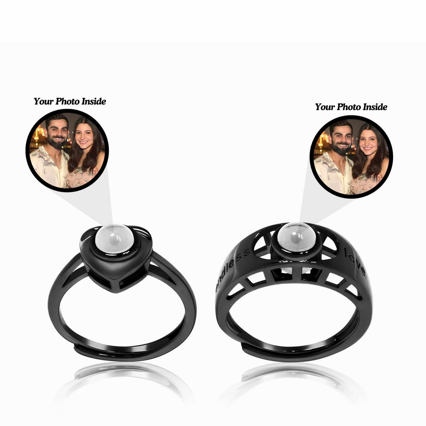 Couple Endless Love Custom Photo Projection Ring