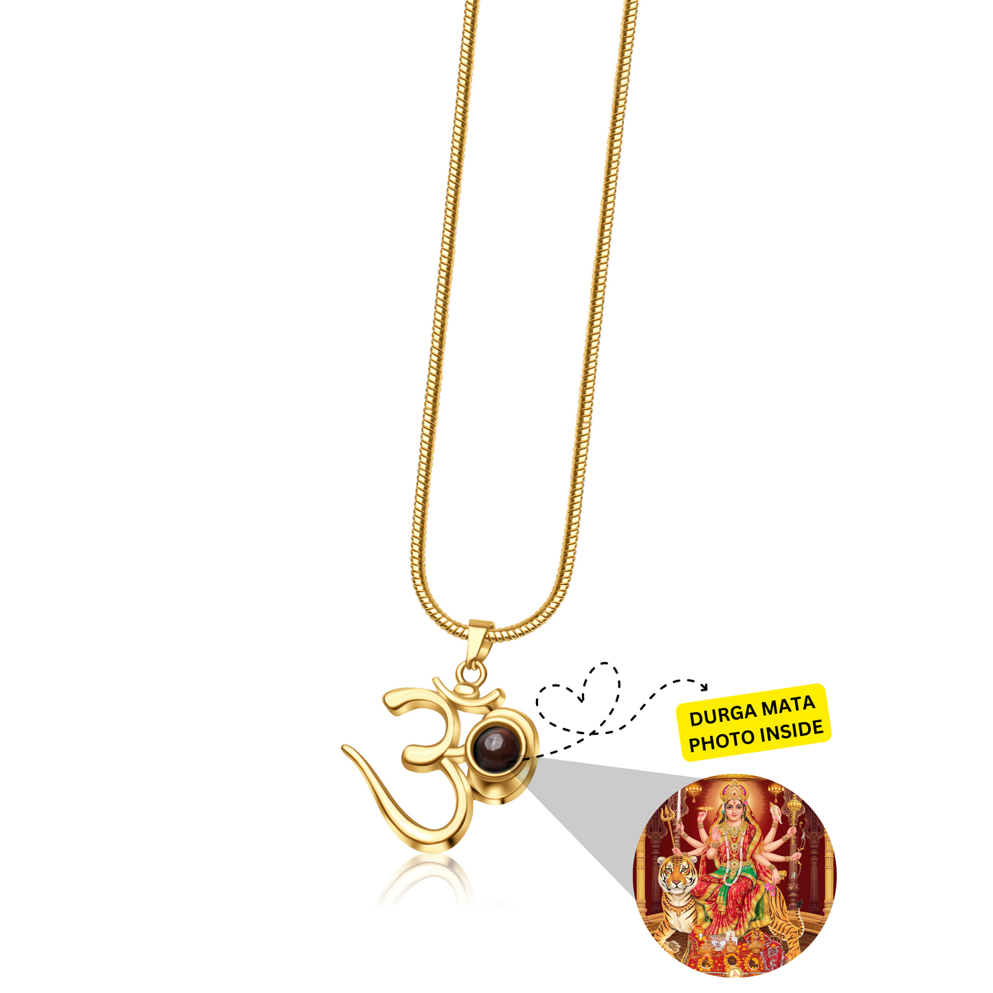 OM Pendant with Durga Mata Photo