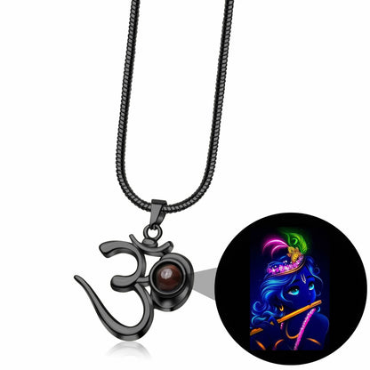 Glowing Krishna Photo OM Pendant