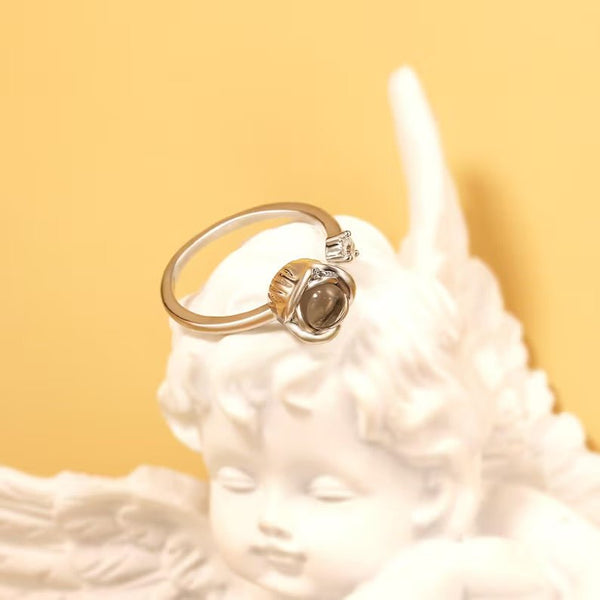 925 Sterling Silver Color Photo Projection Rose Ring - Photo Jewels
