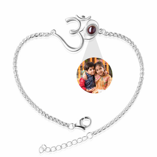 925 Silver OM Photo Projection Rakhi