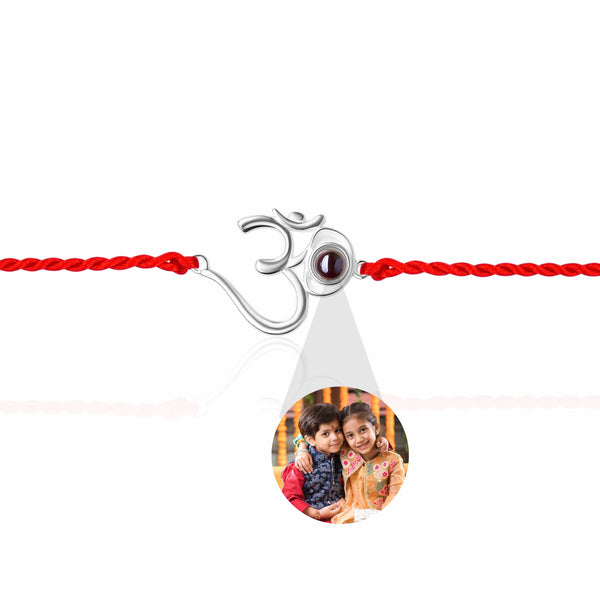 925 Silver OM With Red thread Photo Projection Bracelet
