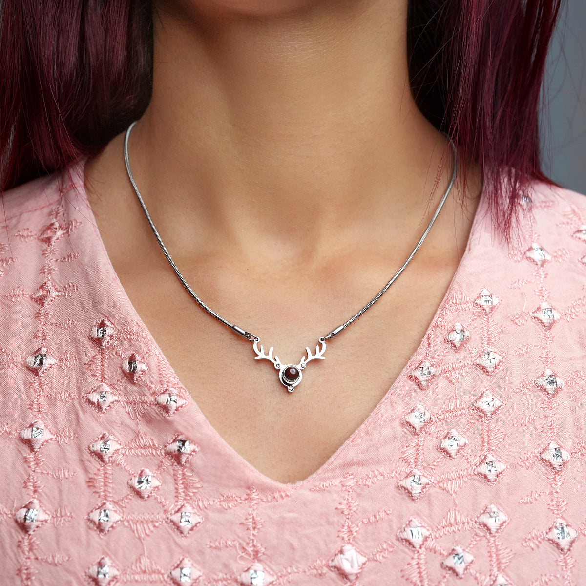 Reindeer Photo Necklace 2.0