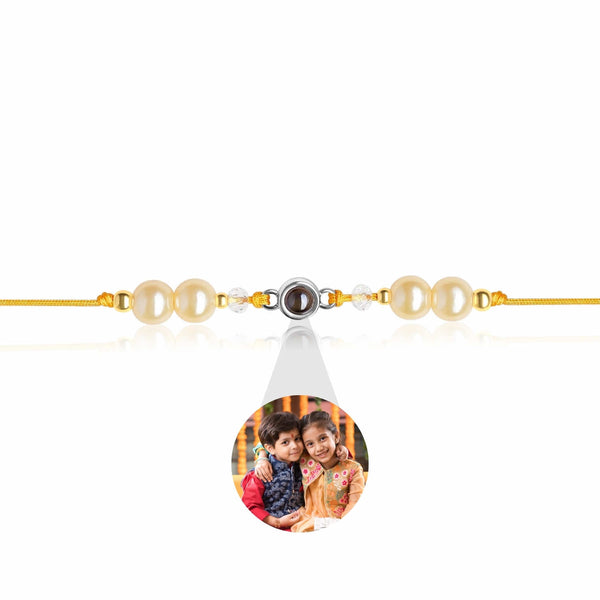 Elegant Gold Bead Photo Projection Rakhi