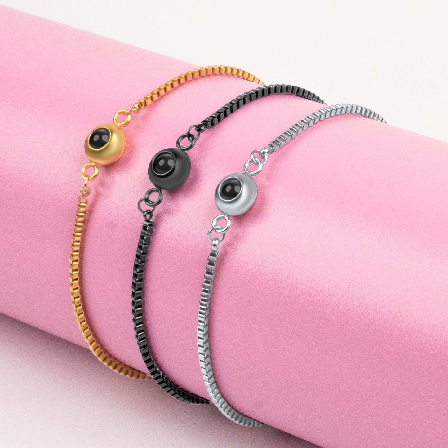 Women's Color Photo Bubble Slider Chain Bracelet