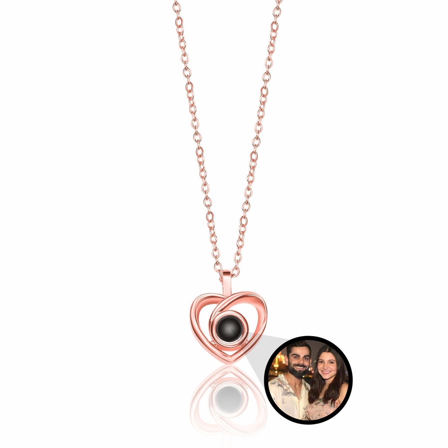 Curve Heart Color Photo Projection Pendant ( Copper )