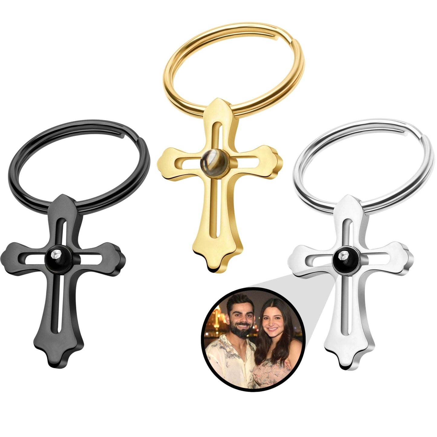 Cross Photo Keychain - Photo Jewels