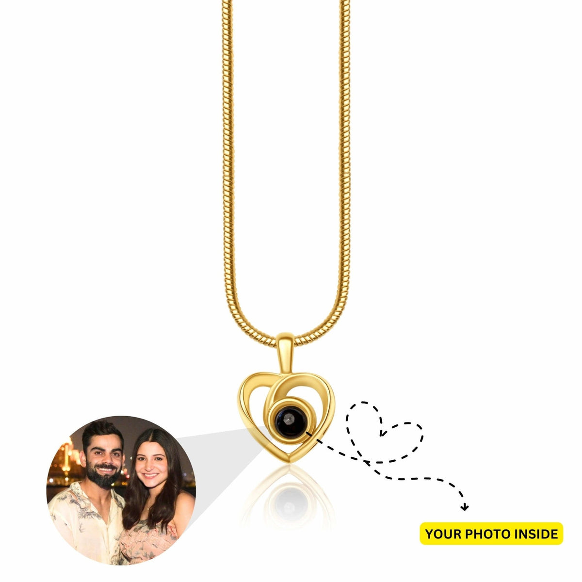 Curve Heart Color Photo Projection Pendant - Photo Jewels