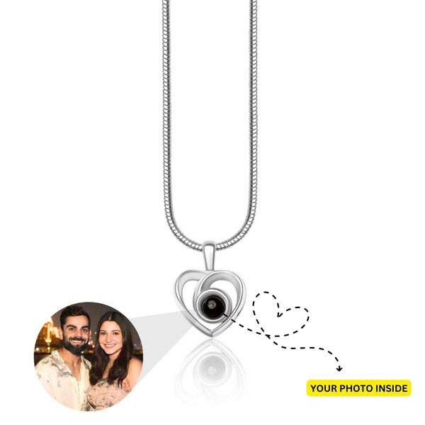 Curve Heart Color Photo Projection Pendant - Photo Jewels