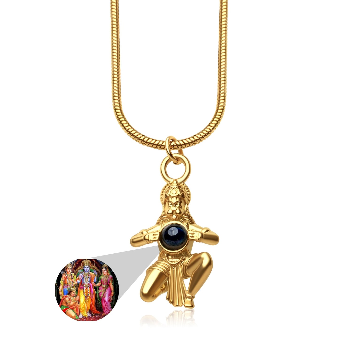 Hanuman Ji Pendant with Sri Ram & Mata Sita Photo Inside - Photo Jewels