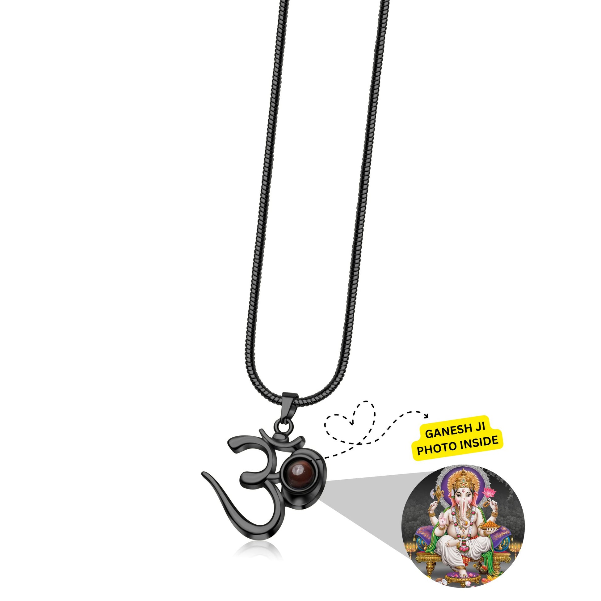 OM Pendant with Ganesh Ji Photo - Photo Jewels