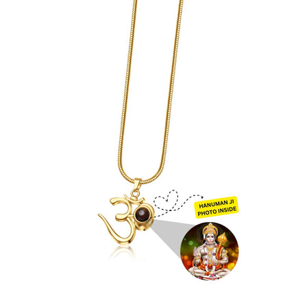 OM Pendant with Hanuman Ji Photo - Photo Jewels