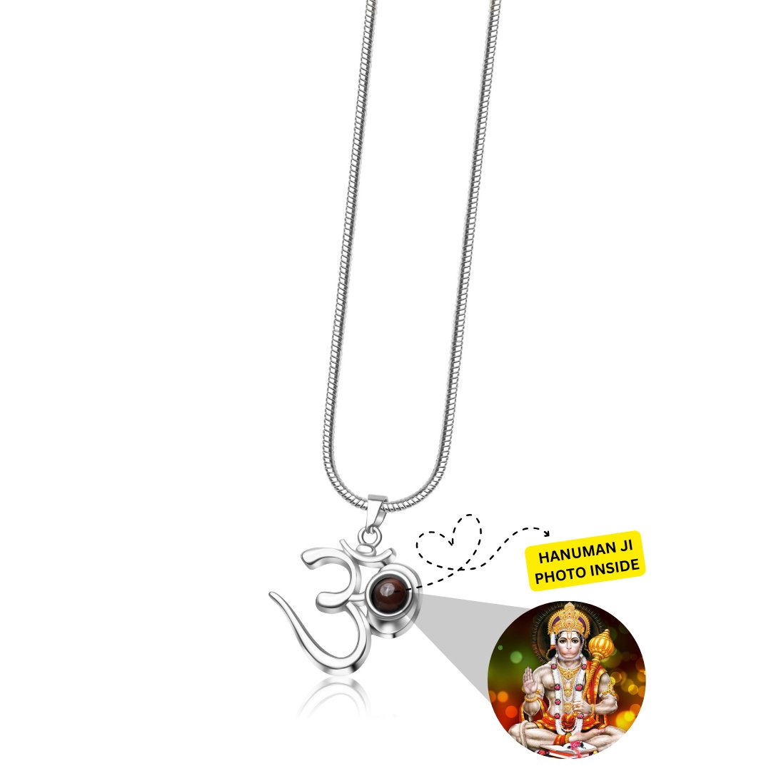 OM Pendant with Hanuman Ji Photo - Photo Jewels