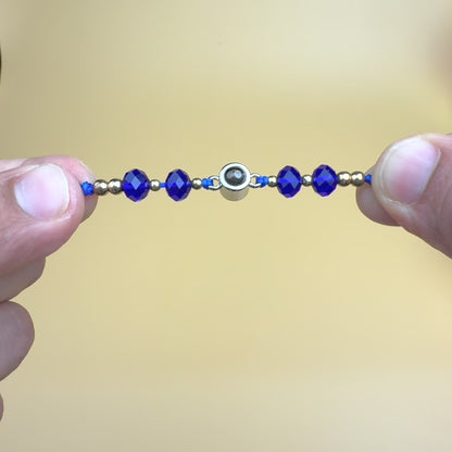 Royal Blue Crystal Photo Projection Rakhi