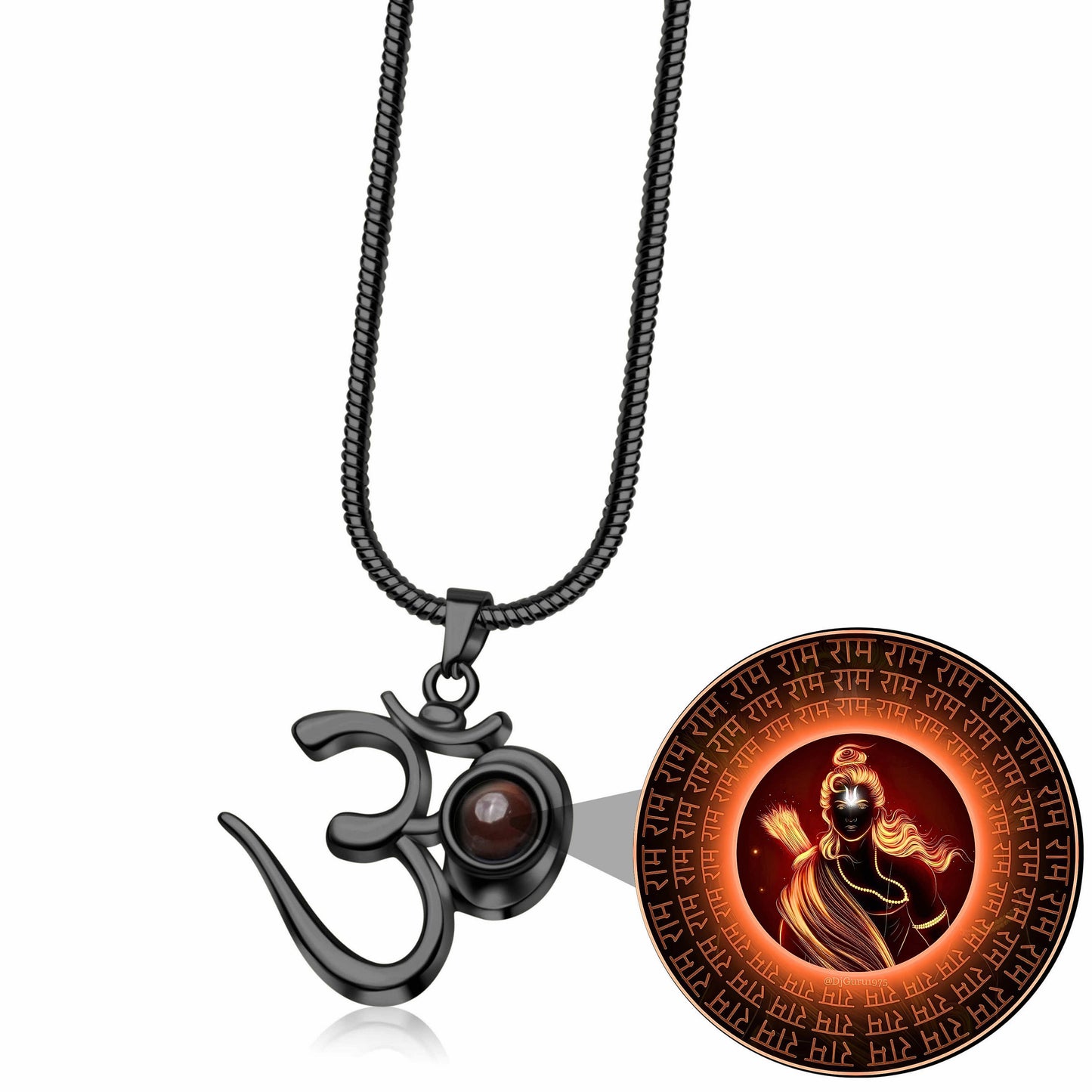 OM Pendant with Glowing Shree Ram Photo