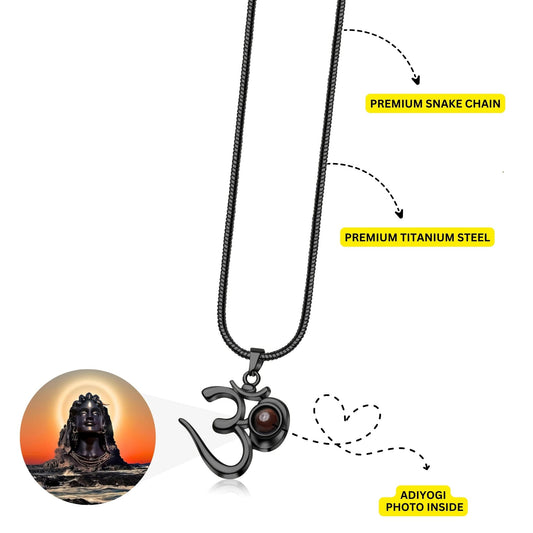 Shiva OM Pendant with Adiyogi Photo - Photo Jewels