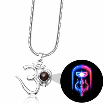 Shiva OM Pendant with Glowing Shivling Photo Inside