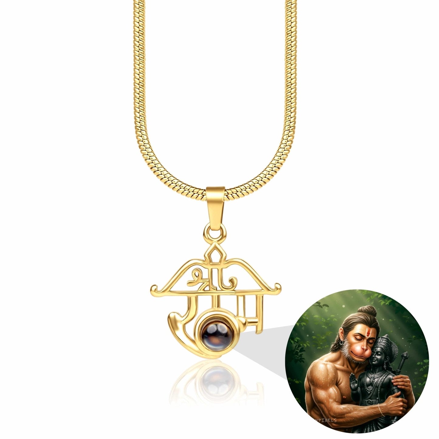 Shree Ram Pendant with Hanuman Ji & Ram Ji Photo - Divine Jewels